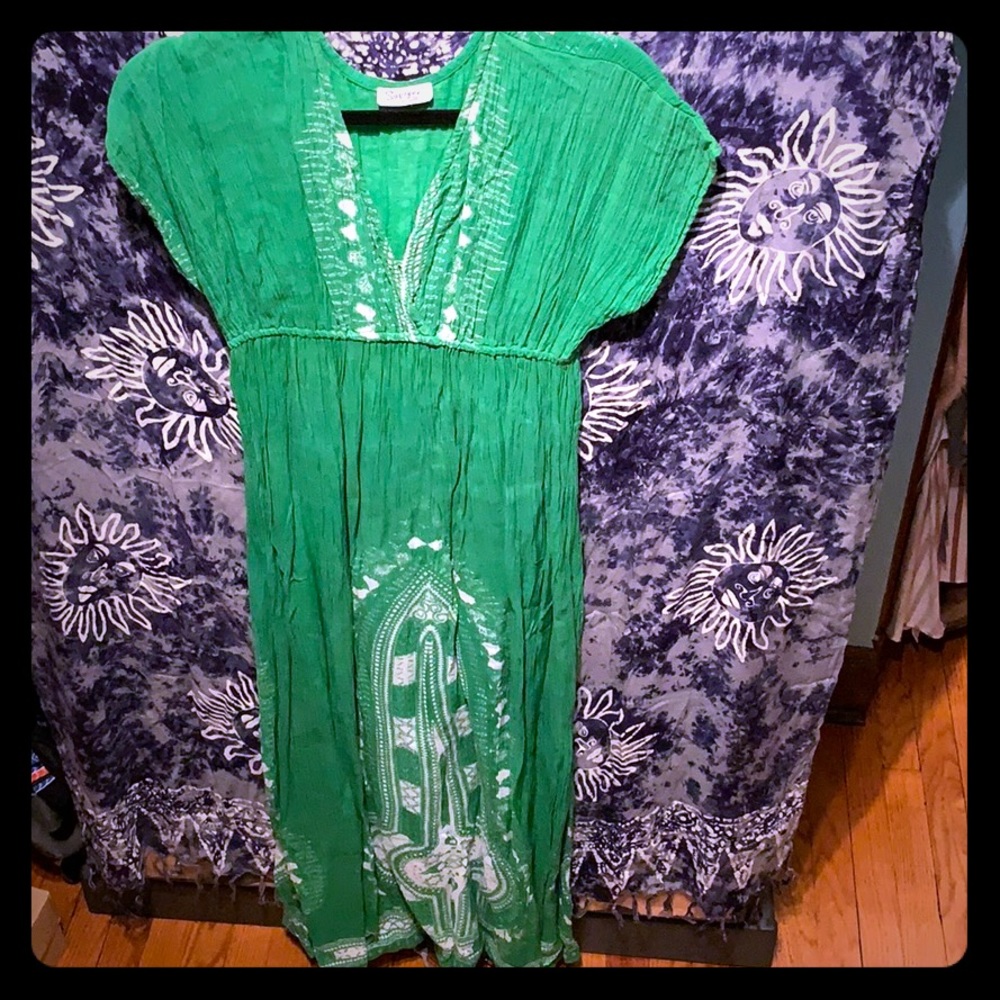 Green printed maxi dress
